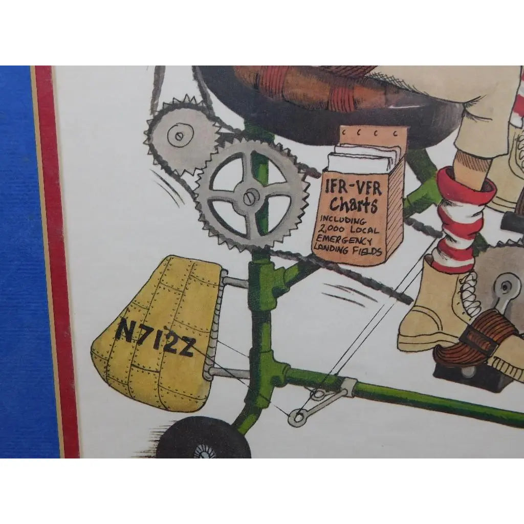 Vintage 1978 Peter Mulcahy Hand-Signed Aviation Satire