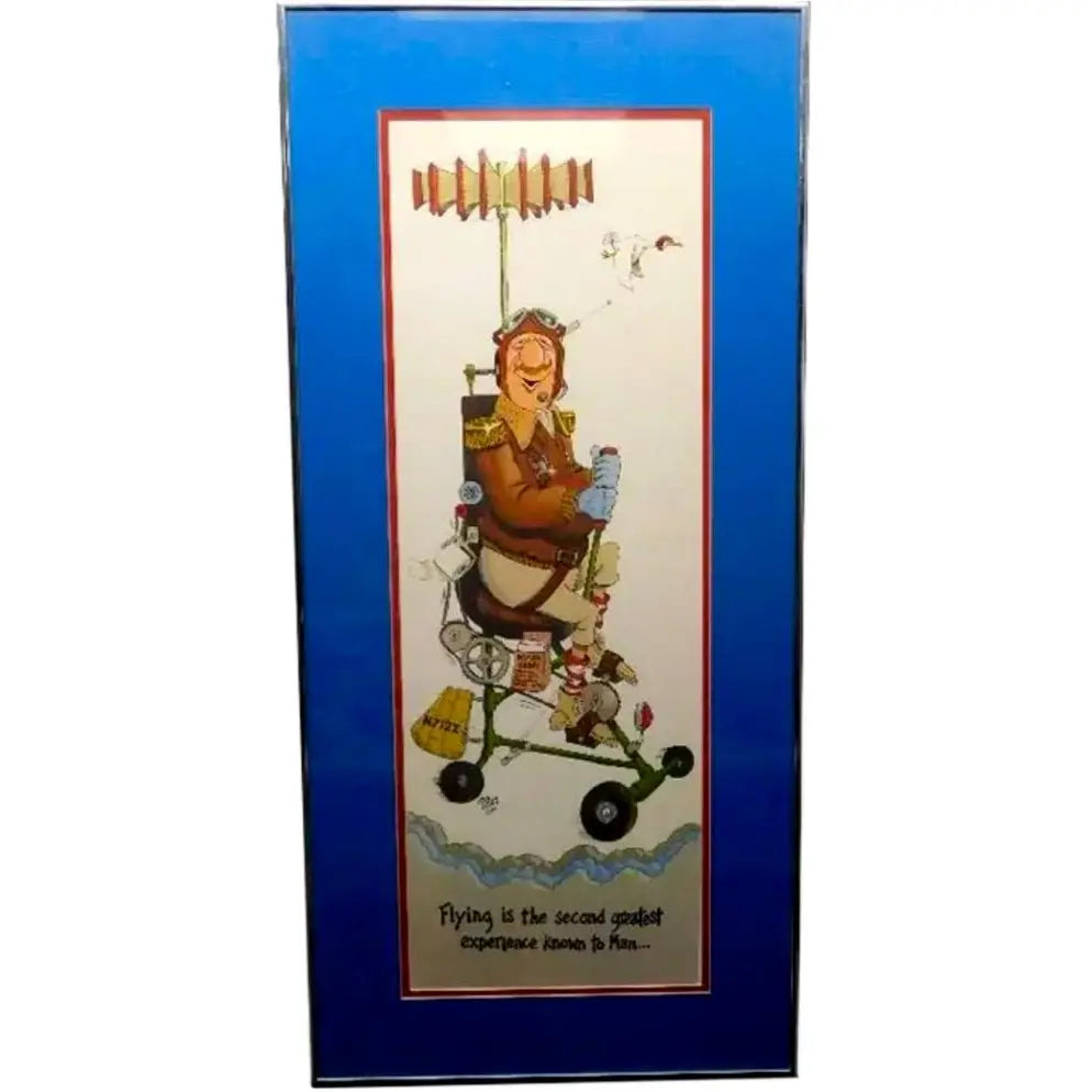 Vintage 1978 Peter Mulcahy Hand-Signed Aviation Satire