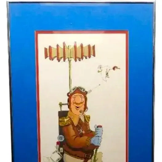 Vintage 1978 Peter Mulcahy Hand-Signed Aviation Satire