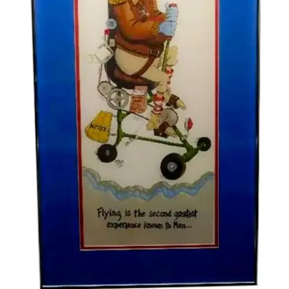 Vintage 1978 Peter Mulcahy Hand-Signed Aviation Satire