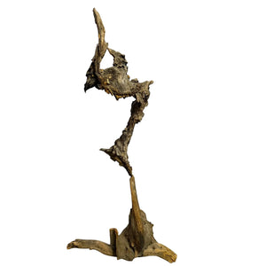Signed Lubomir Tomaszewski Monumental Wood And Copper Bird Sculpture, 45 Inches