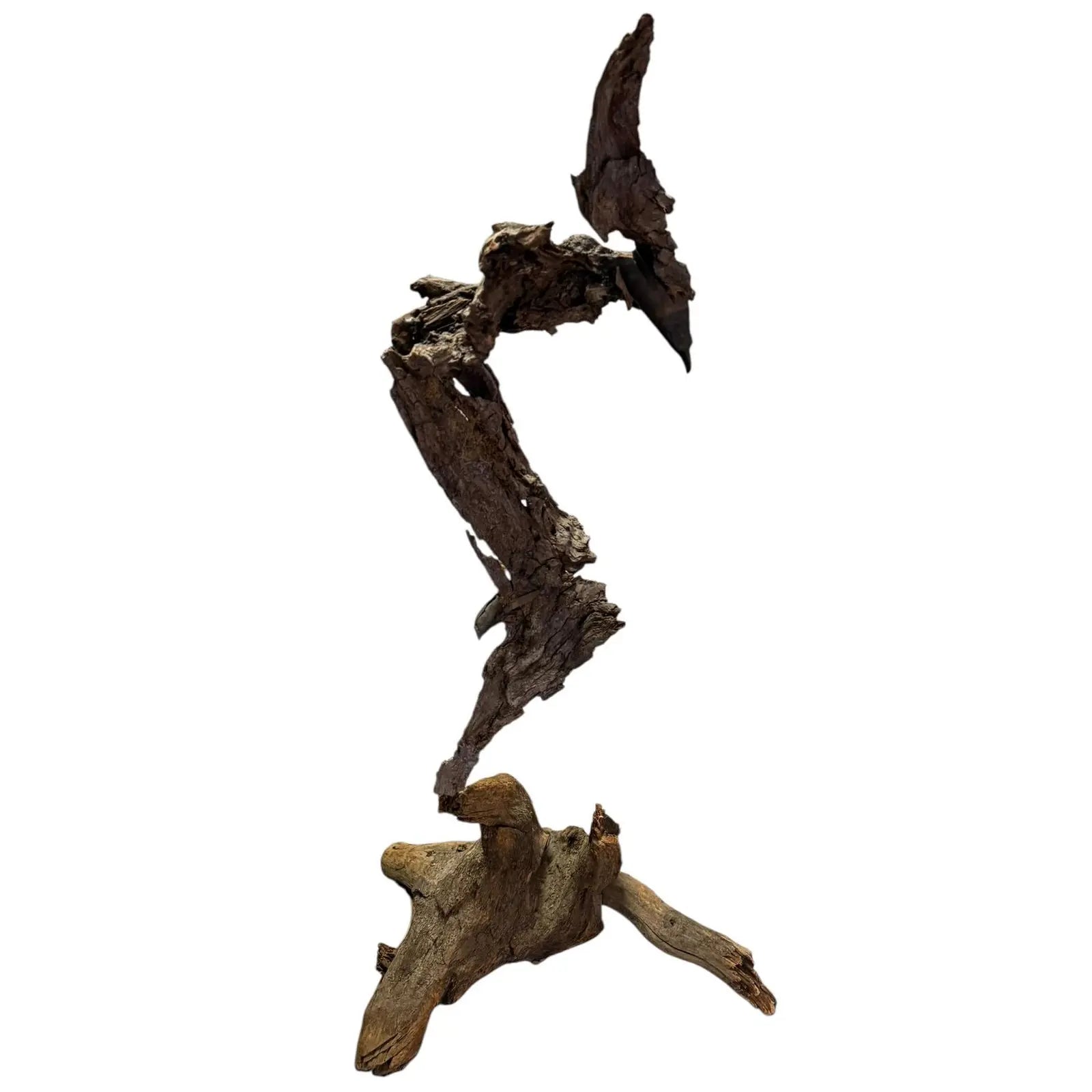 Signed Lubomir Tomaszewski Monumental Wood And Copper Bird Sculpture, 45 Inches