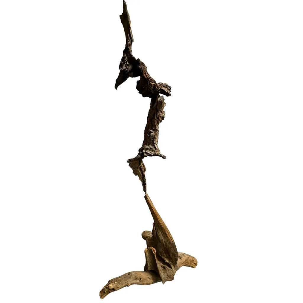 Signed Lubomir Tomaszewski Monumental Wood And Copper Bird Sculpture, 45 Inches
