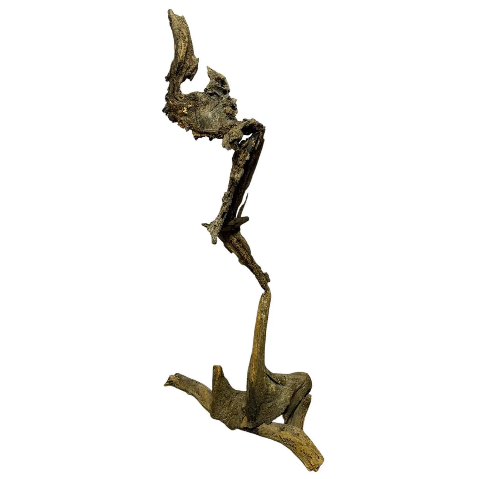 Signed Lubomir Tomaszewski Monumental Wood And Copper Bird Sculpture, 45 Inches
