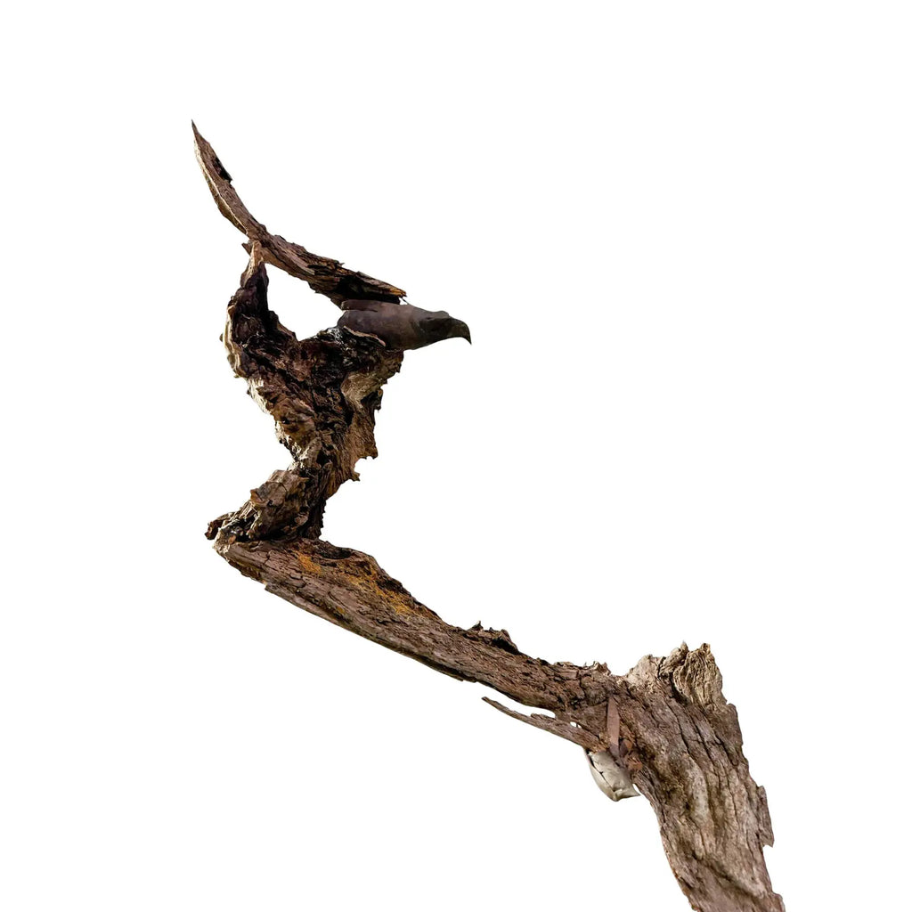 Signed Lubomir Tomaszewski Monumental Wood And Copper Bird Sculpture, 45 Inches