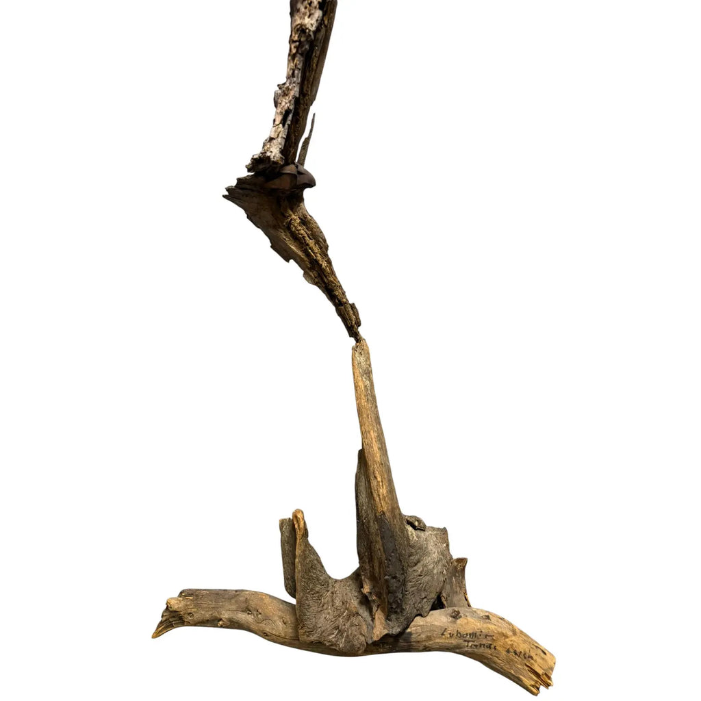Signed Lubomir Tomaszewski Monumental Wood And Copper Bird Sculpture, 45 Inches