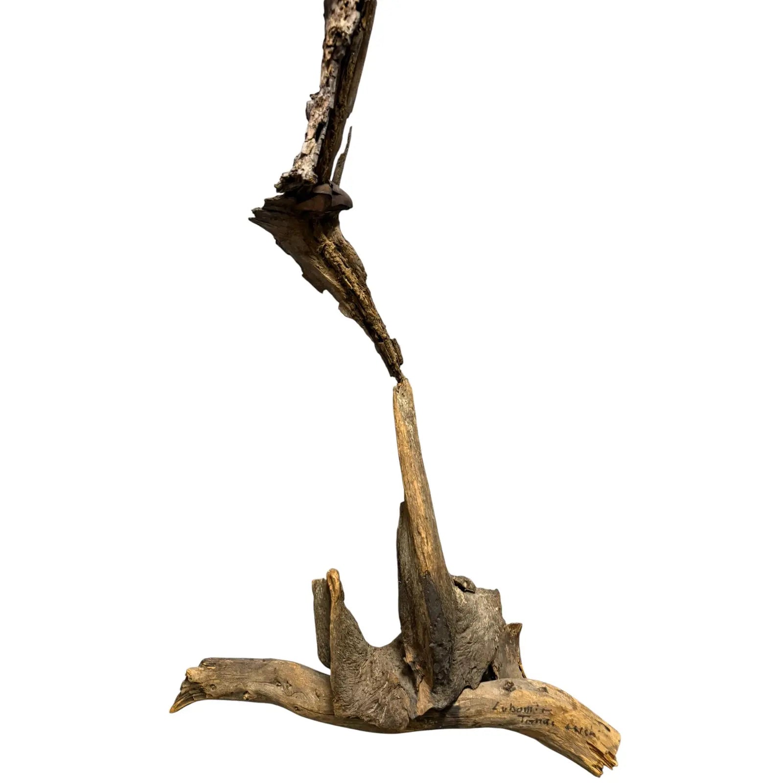 Signed Lubomir Tomaszewski Monumental Wood And Copper Bird Sculpture, 45 Inches