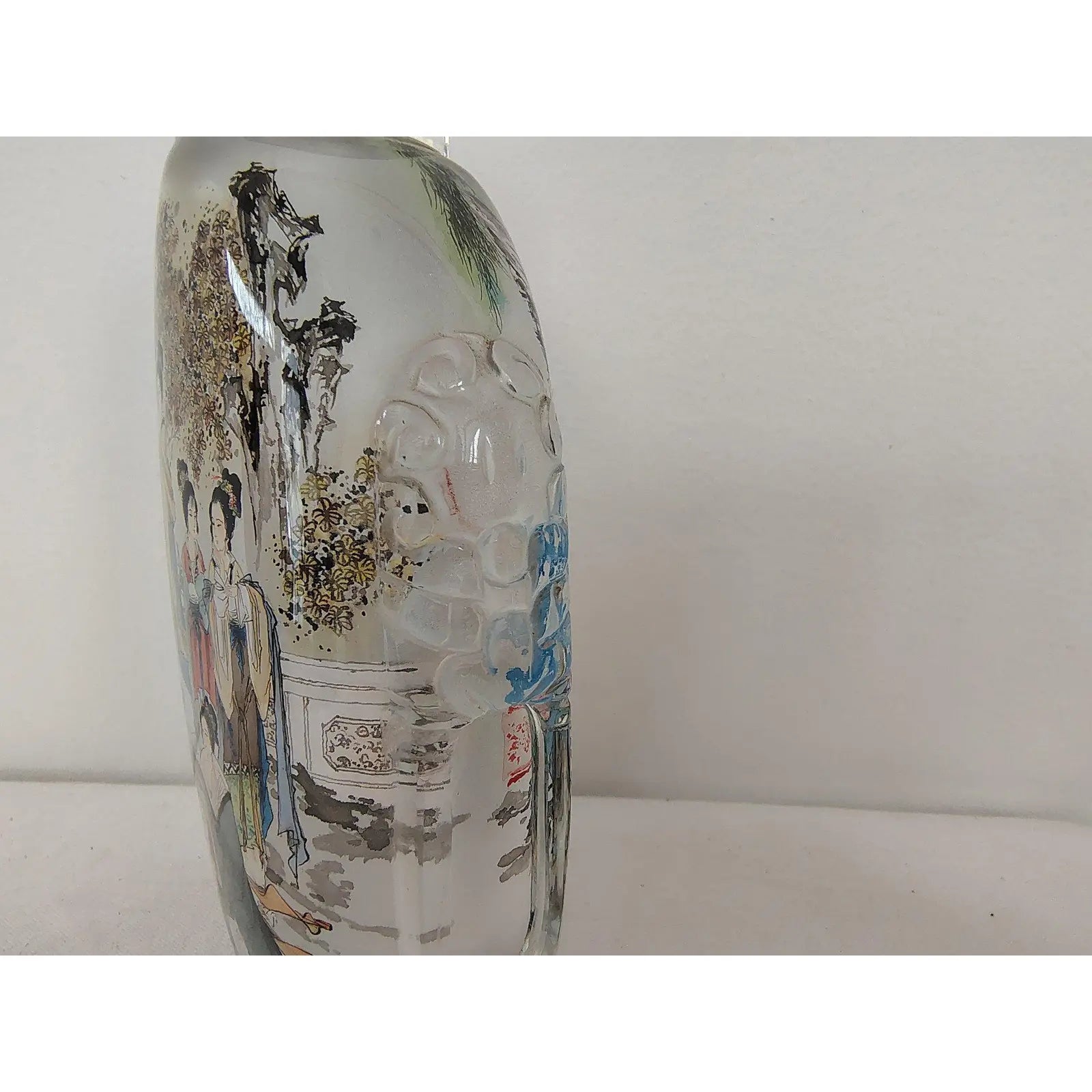 Large Vintage Chinese Inside-Painted Glass Snuff Bottle – "Twelve Golden Hairpins" by Wu Guochen