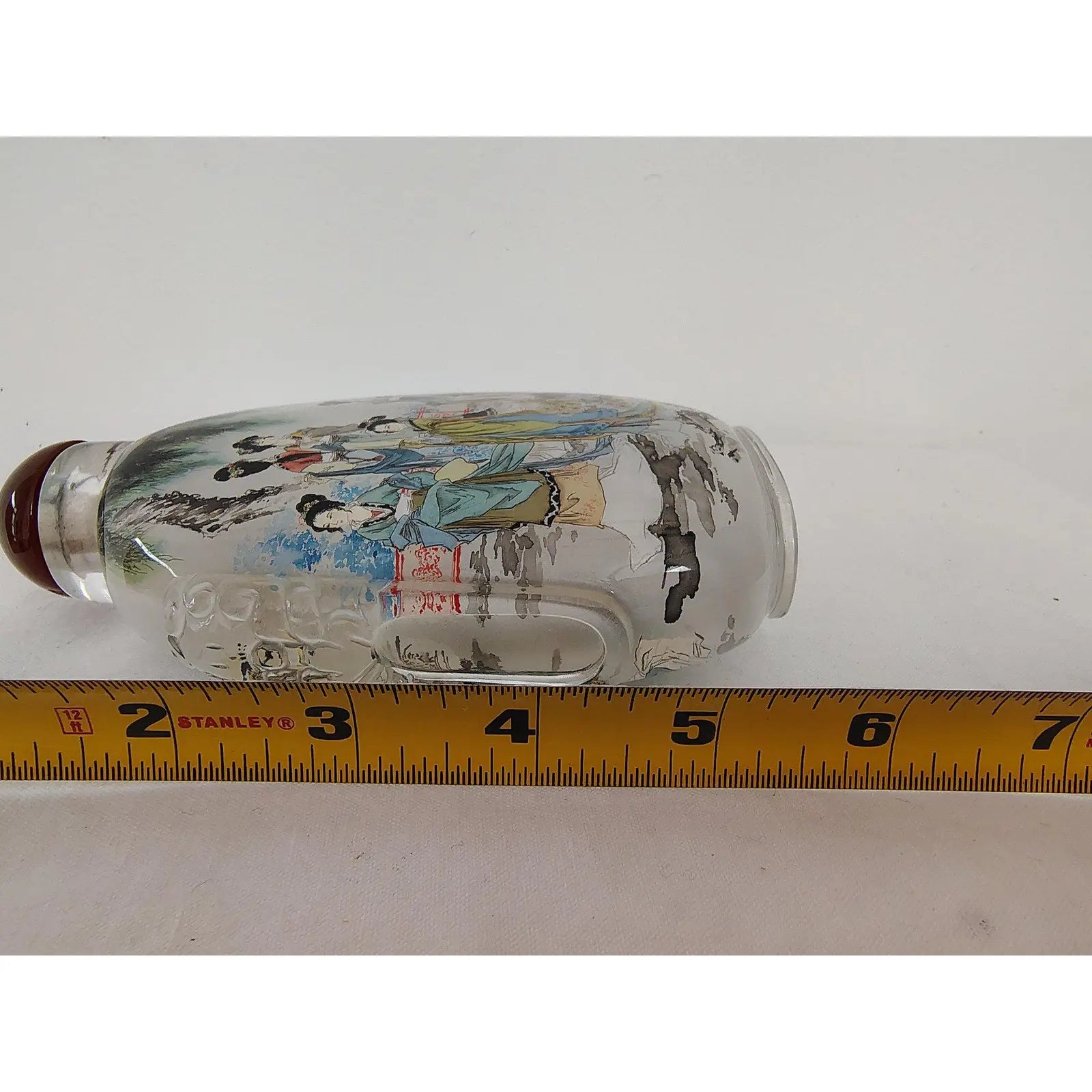 Large Vintage Chinese Inside-Painted Glass Snuff Bottle – "Twelve Golden Hairpins" by Wu Guochen