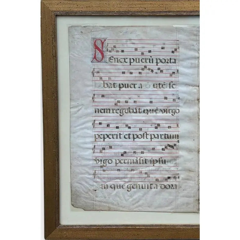 Pair Of Monumental 16th Century Illuminated Manuscript Choir Book Pages On Vellum