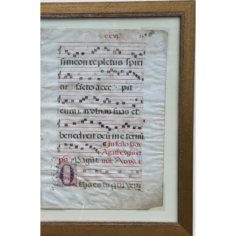 Pair Of Monumental 16th Century Illuminated Manuscript Choir Book Pages On Vellum