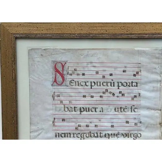 Pair Of Monumental 16th Century Illuminated Manuscript Choir Book Pages On Vellum