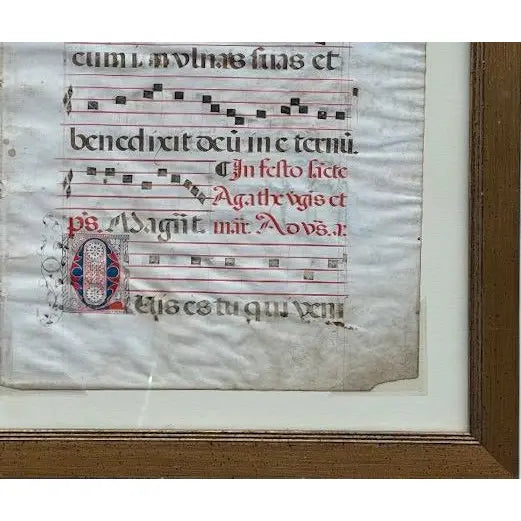 Pair Of Monumental 16th Century Illuminated Manuscript Choir Book Pages On Vellum