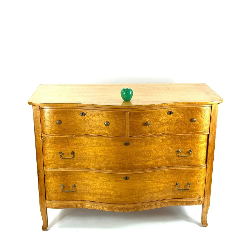 Antique Late Victorian Birdseye Maple Serpentine Chest of Drawers