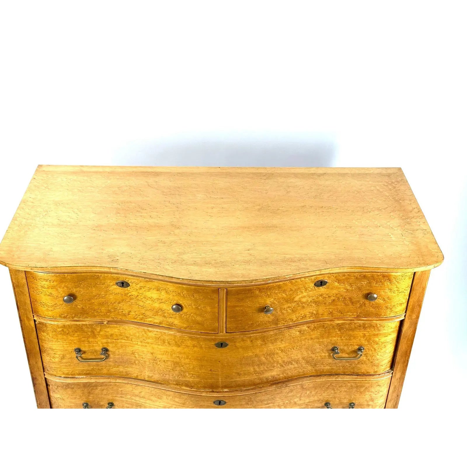 Antique Late Victorian Birdseye Maple Serpentine Chest of Drawers