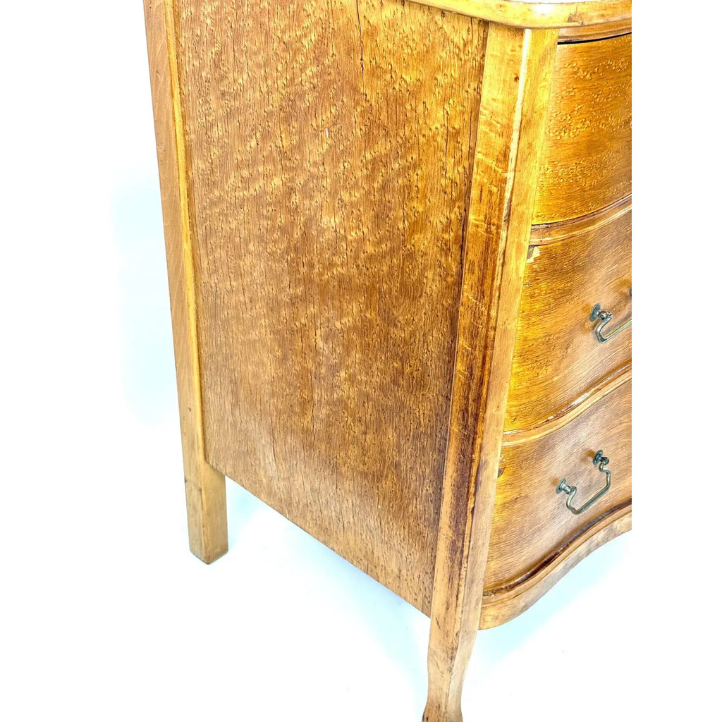 Antique Late Victorian Birdseye Maple Serpentine Chest of Drawers