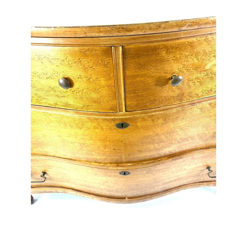 Antique Late Victorian Birdseye Maple Serpentine Chest of Drawers