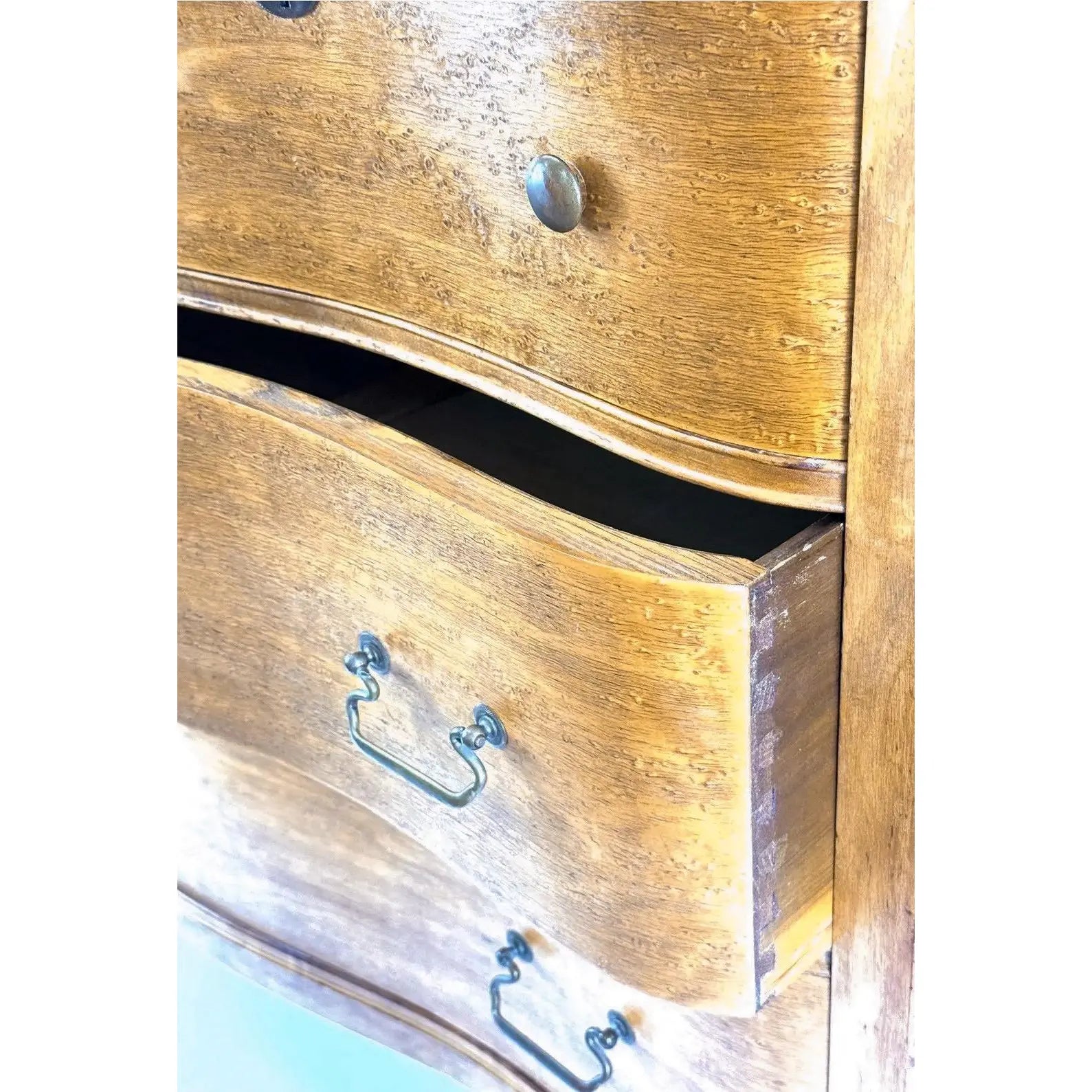 Antique Late Victorian Birdseye Maple Serpentine Chest of Drawers
