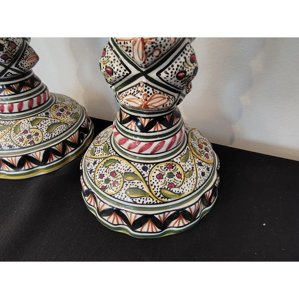 Pair of Large Vintage Portuguese Estrela de Conimbriga 15th-Century Style Spiral Candlesticks