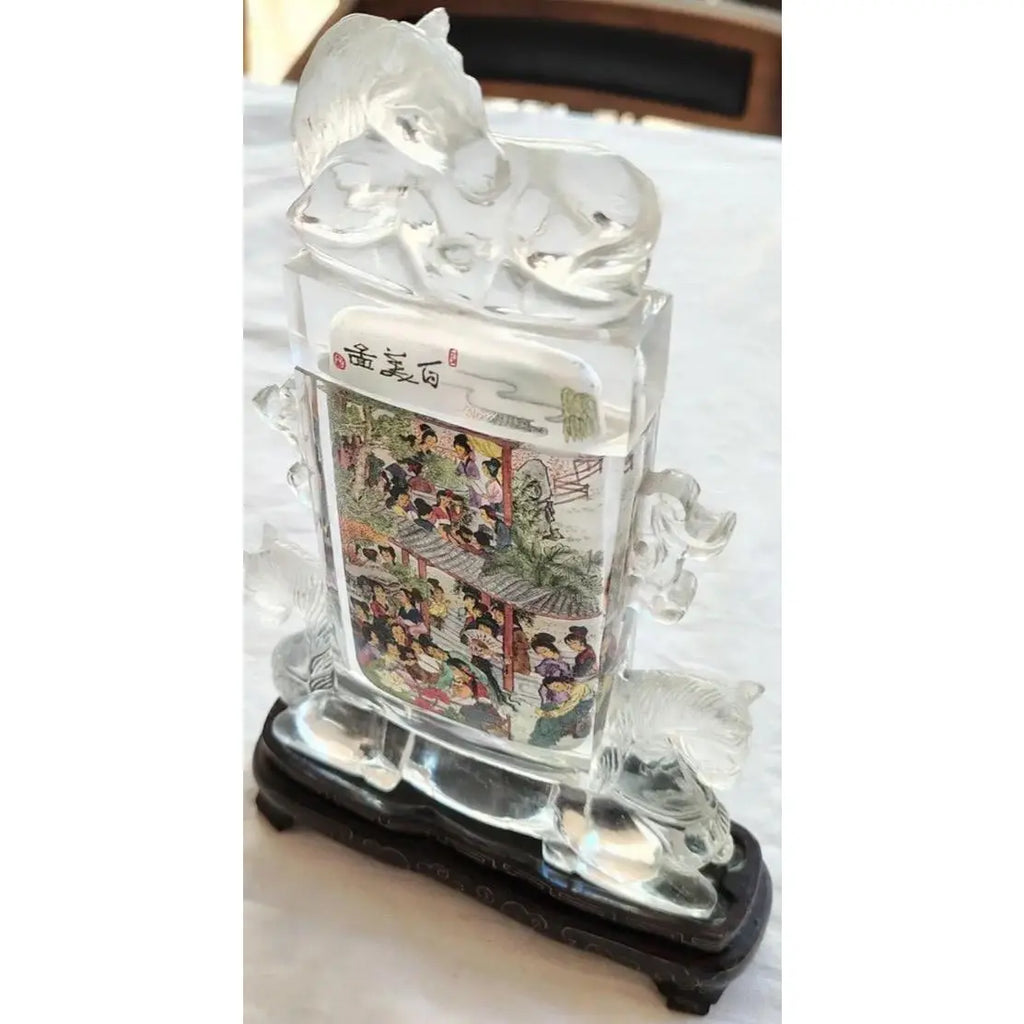 Monumental 10.5" Signed Xiao Yu Chinese Inside-Painted Glass Snuff Bottle - 1997