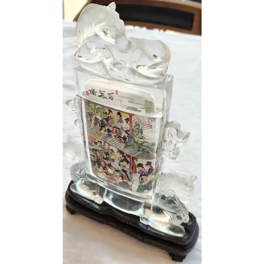 Monumental 10.5" Signed Xiao Yu Chinese Inside-Painted Glass Snuff Bottle - 1997