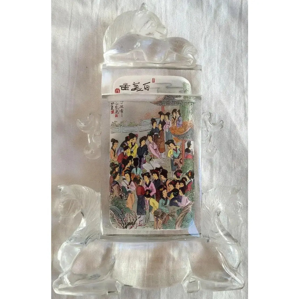 Monumental 10.5" Signed Xiao Yu Chinese Inside-Painted Glass Snuff Bottle - 1997