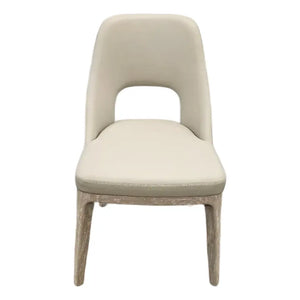 Interlude Home "Canton" Modern Leather & Mahogany Dining Chair