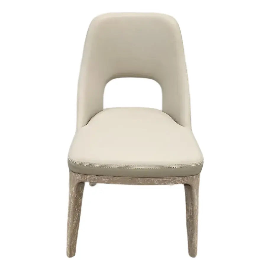 Interlude Home "Canton" Modern Leather & Mahogany Dining Chair