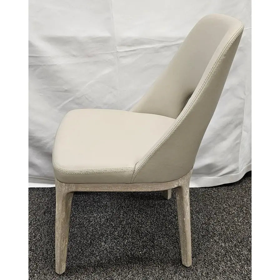 Interlude Home "Canton" Modern Leather & Mahogany Dining Chair