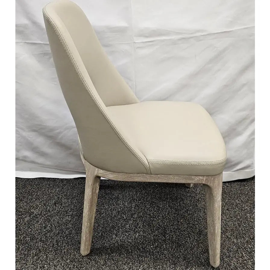 Interlude Home "Canton" Modern Leather & Mahogany Dining Chair