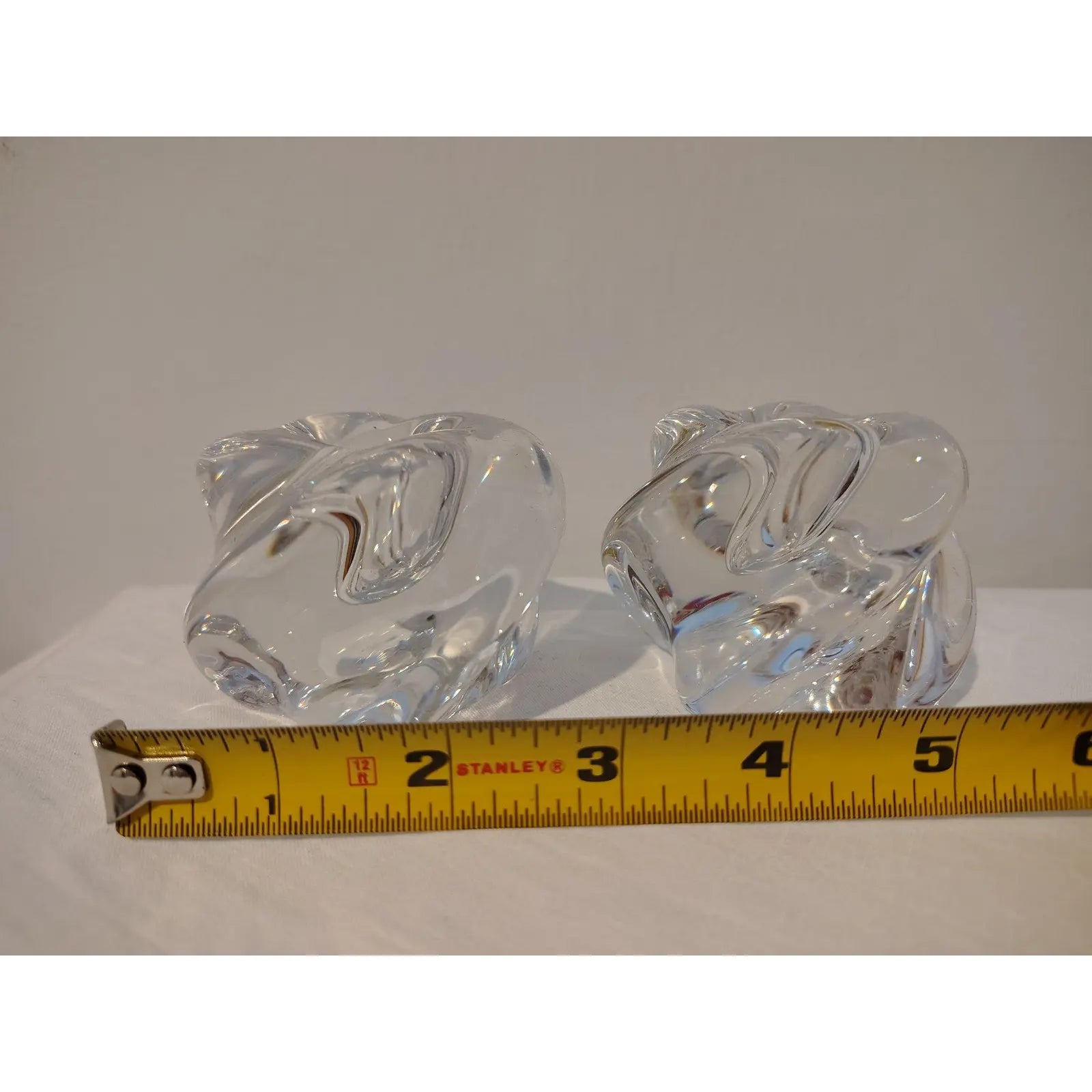 1970s Saint-Louis France "Veronique" Crystal Twist Candlesticks - Pair