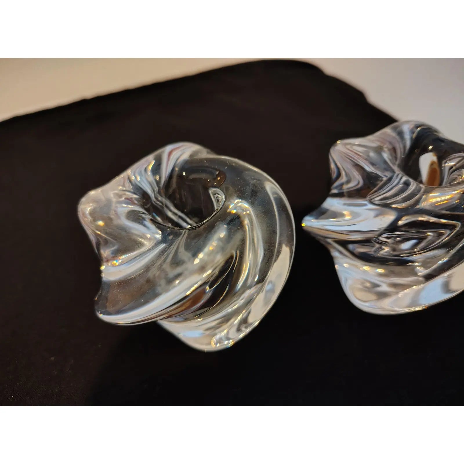 1970s Saint-Louis France "Veronique" Crystal Twist Candlesticks - Pair