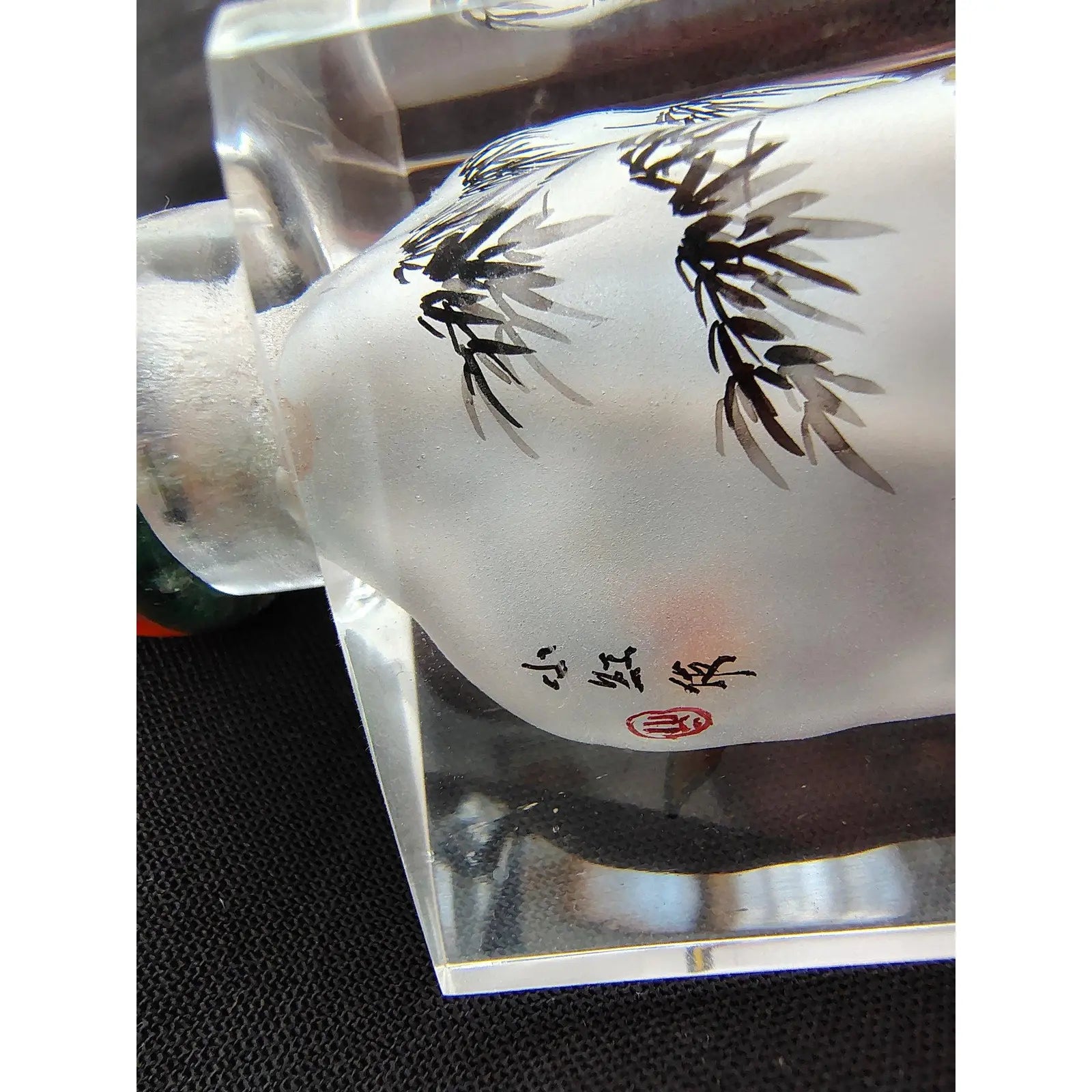 Vintage Signed Chinese Inside-Painted Glass Snuff Bottle – Rare Triangular Form