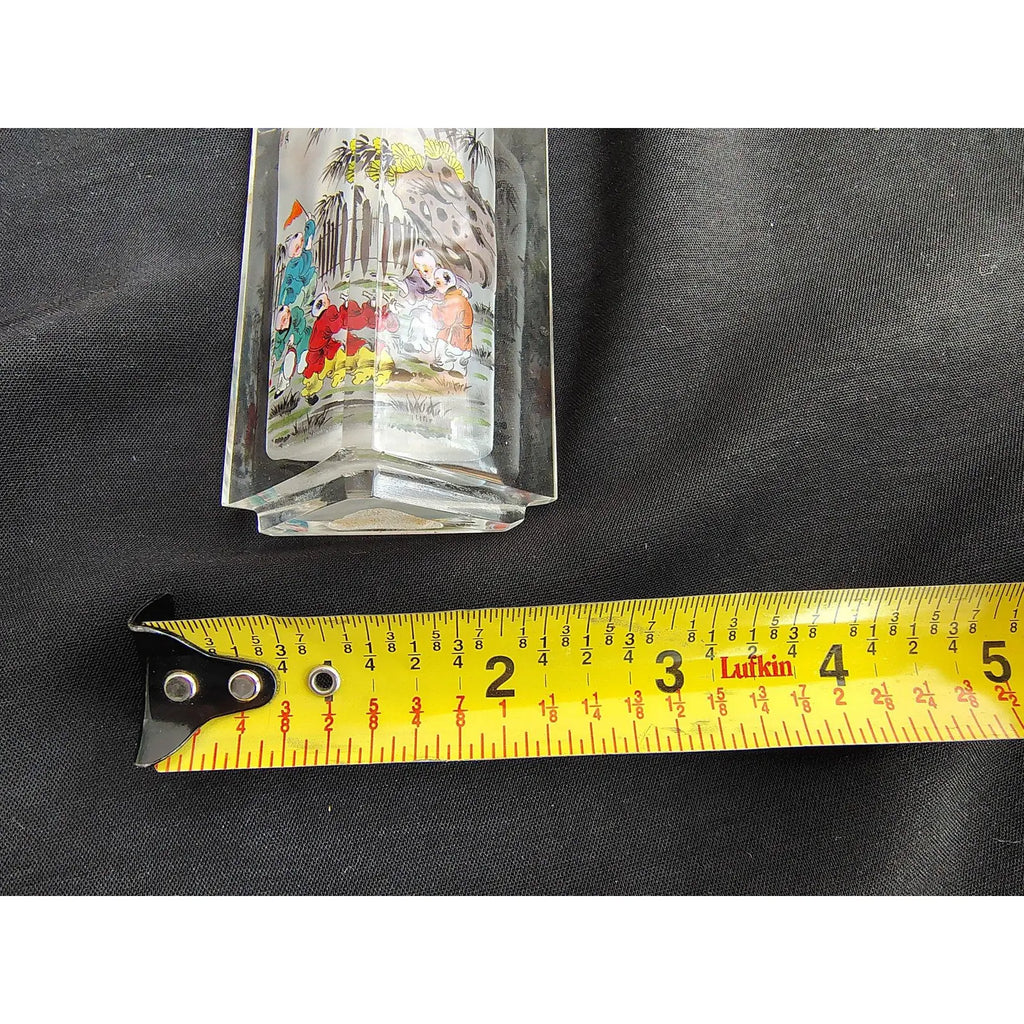 Vintage Signed Chinese Inside-Painted Glass Snuff Bottle – Rare Triangular Form