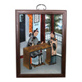 Antique Chinese Qing Dynasty Reverse Glass Painting Scholars Garden Scene