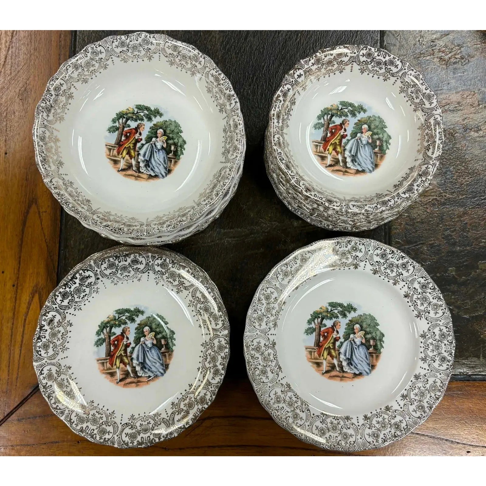 Vintage 26-Piece Chantilly by Sebring Pottery Set - 22K Gold Filigree