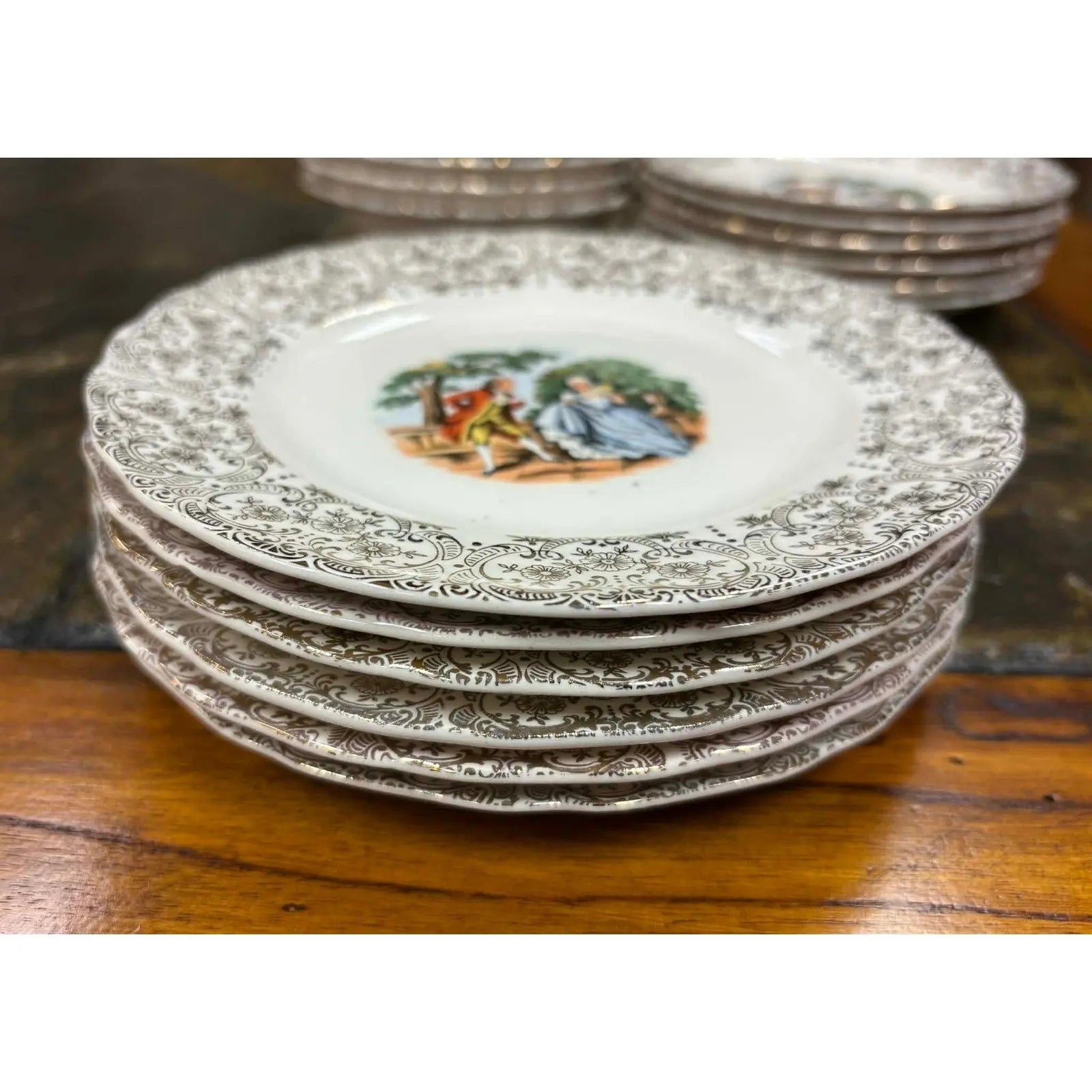 Vintage 26-Piece Chantilly by Sebring Pottery Set - 22K Gold Filigree