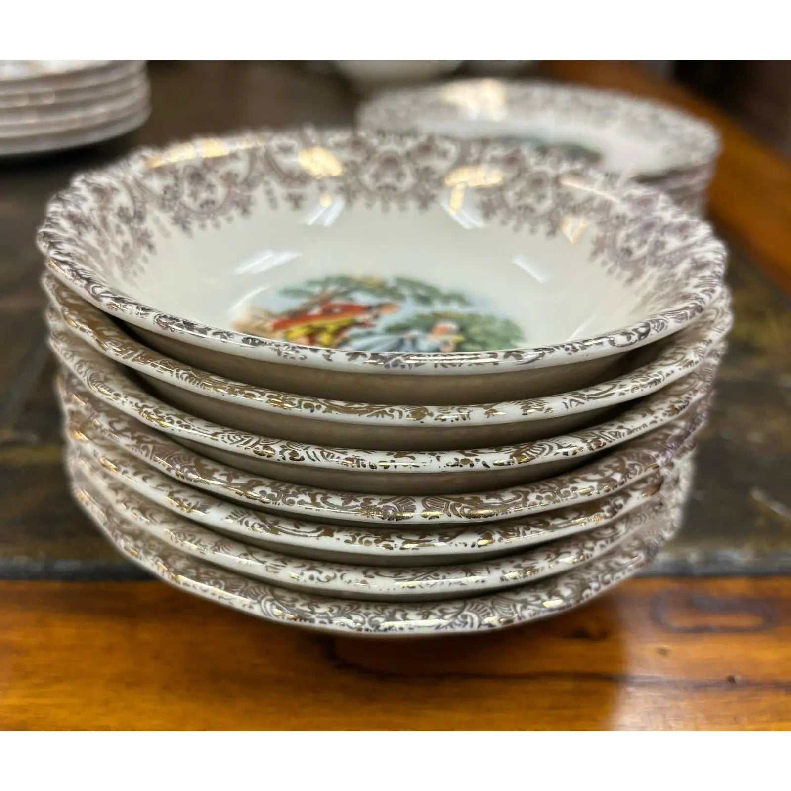 Vintage 26-Piece Chantilly by Sebring Pottery Set - 22K Gold Filigree