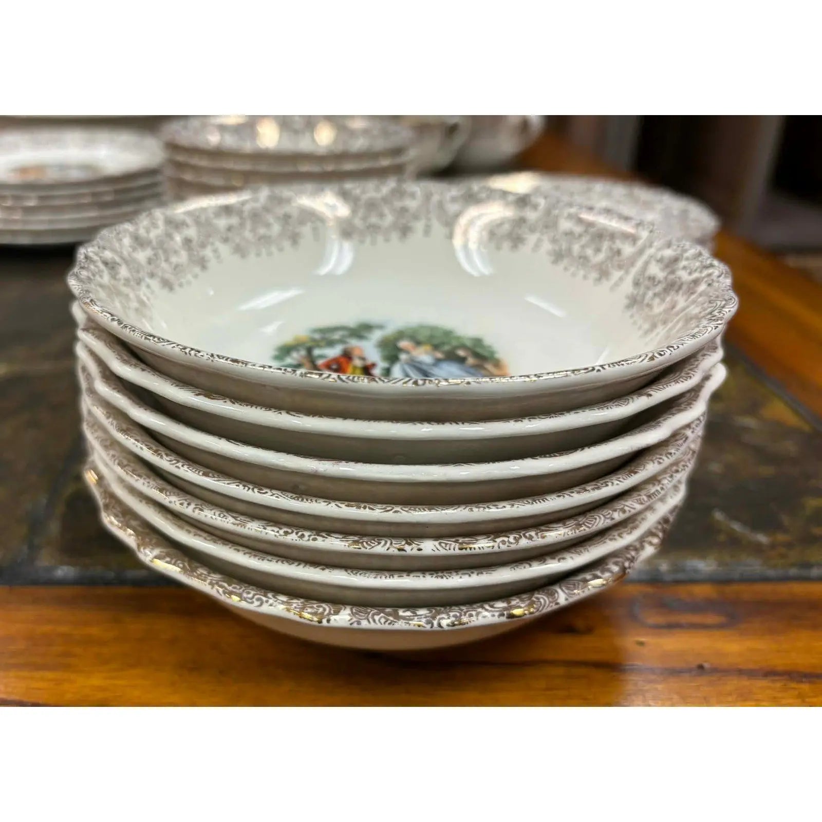 Vintage 26-Piece Chantilly by Sebring Pottery Set - 22K Gold Filigree