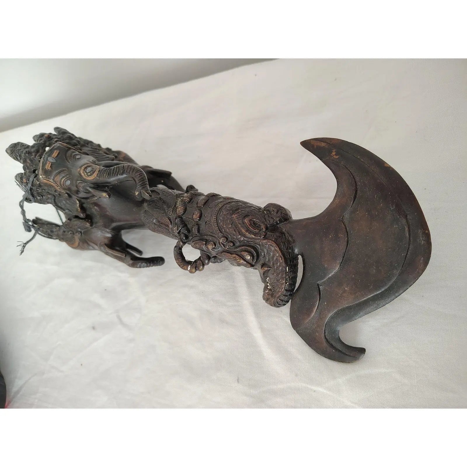 Large 20th Century Tibetan Bronze Ritual Kartika Phurba with Hayagriva