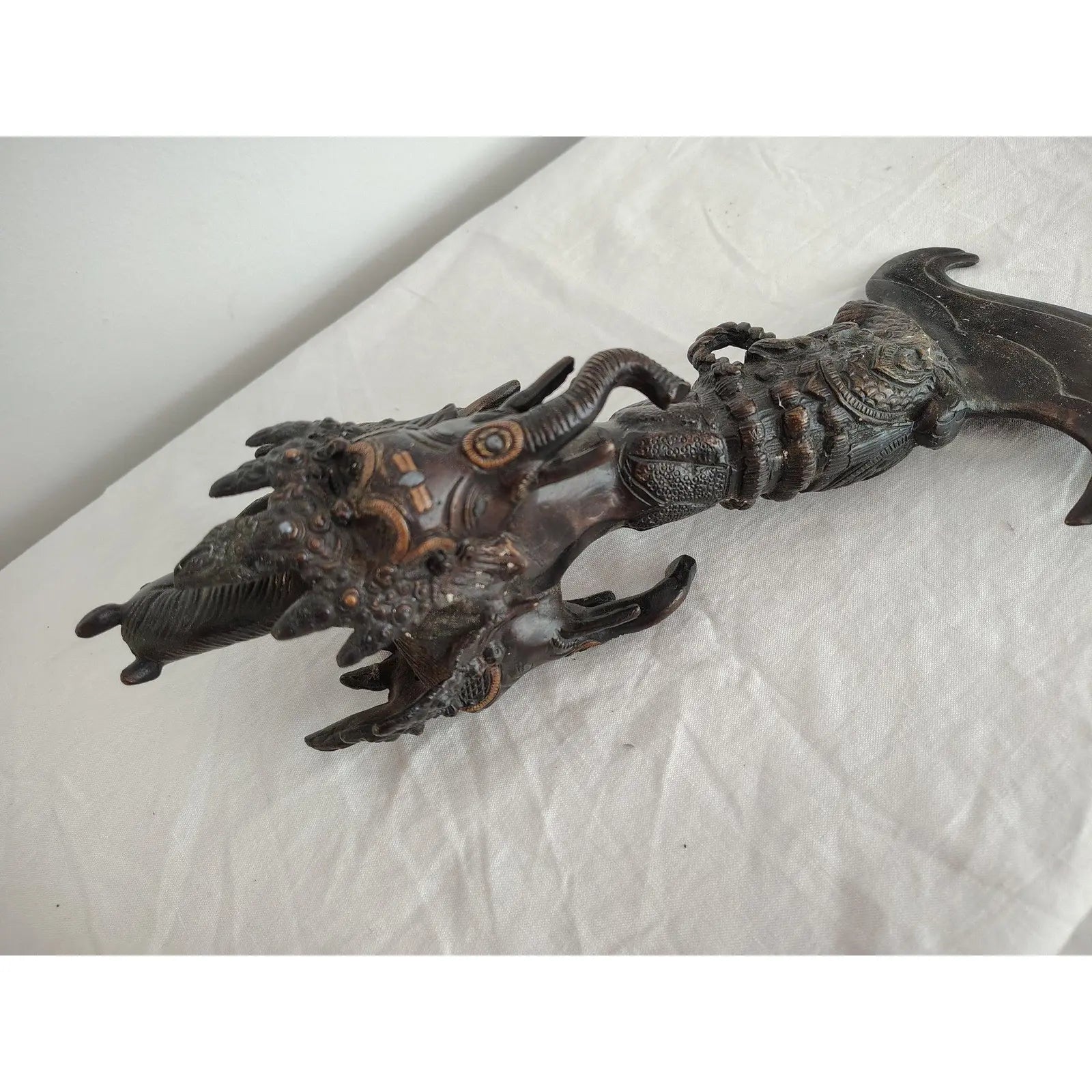 Large 20th Century Tibetan Bronze Ritual Kartika Phurba with Hayagriva