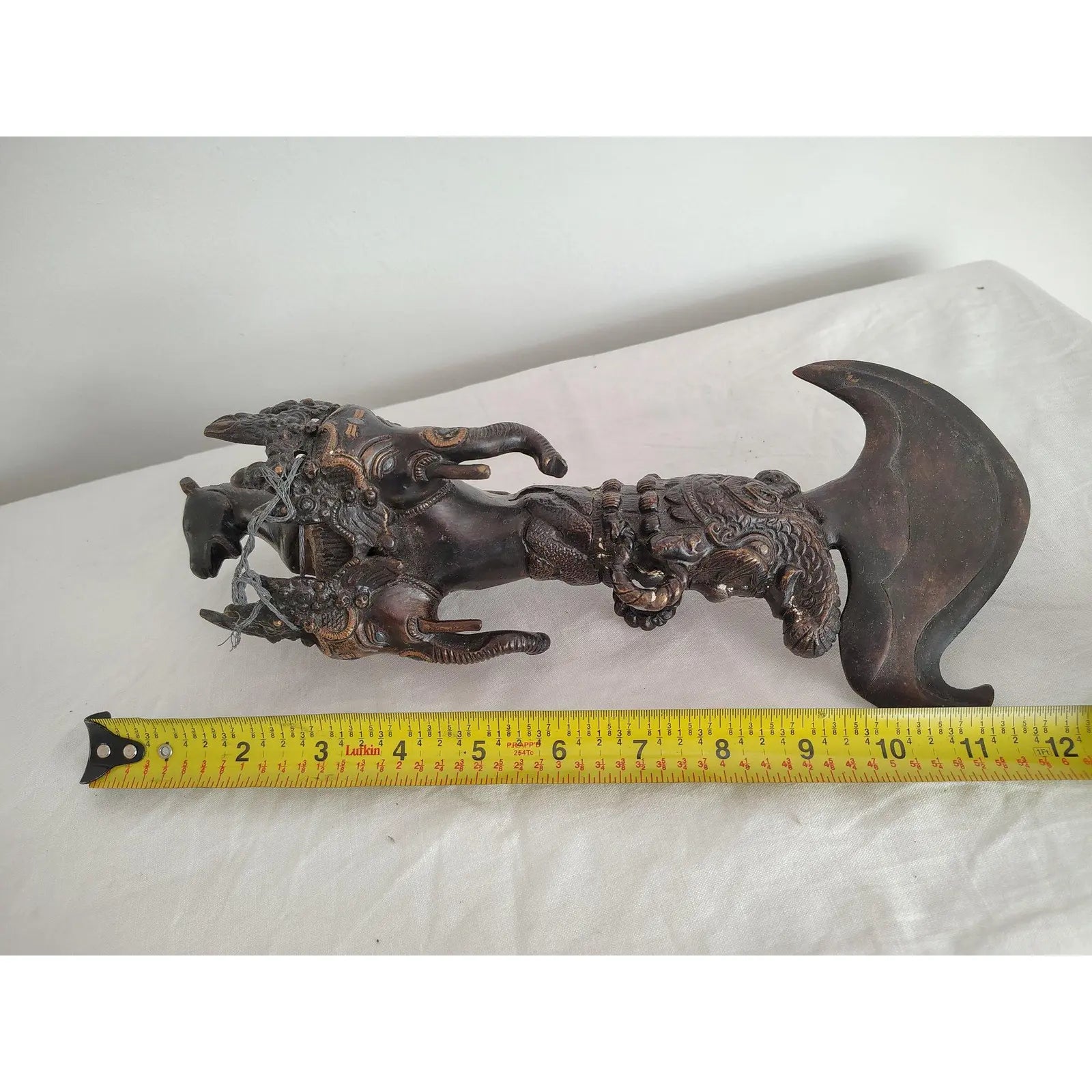 Large 20th Century Tibetan Bronze Ritual Kartika Phurba with Hayagriva