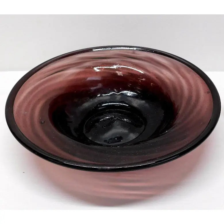 Mid-Century Modern Hand-Blown Large Amethyst Glass Centerpiece Bowl