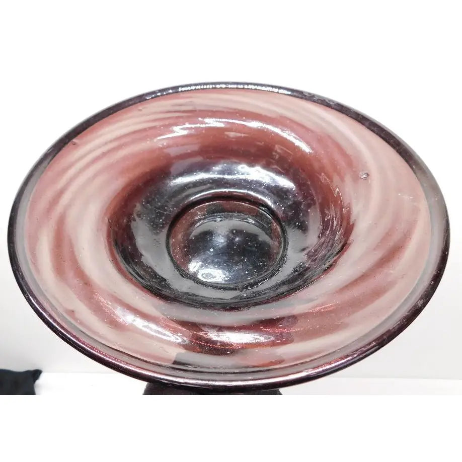 Mid-Century Modern Hand-Blown Large Amethyst Glass Centerpiece Bowl