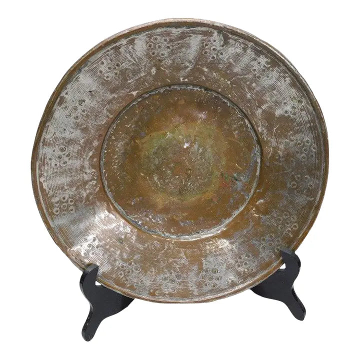 Antique 19th Century Ottoman Tinned Copper Hand-Hammered Bowl 13 Inches