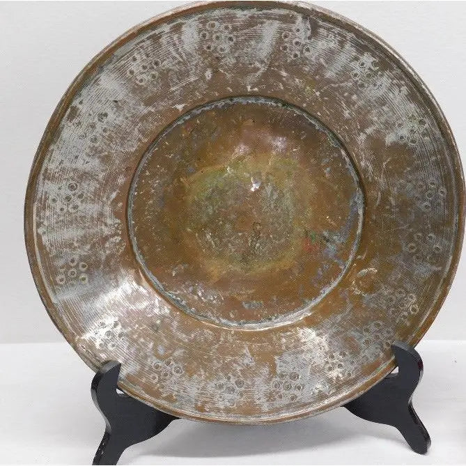 Antique 19th Century Ottoman Tinned Copper Hand-Hammered Bowl 13 Inches