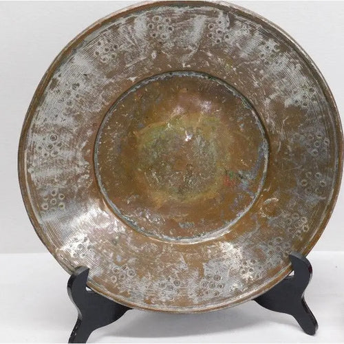 Antique 19th Century Ottoman Tinned Copper Hand-Hammered Bowl 13 Inches