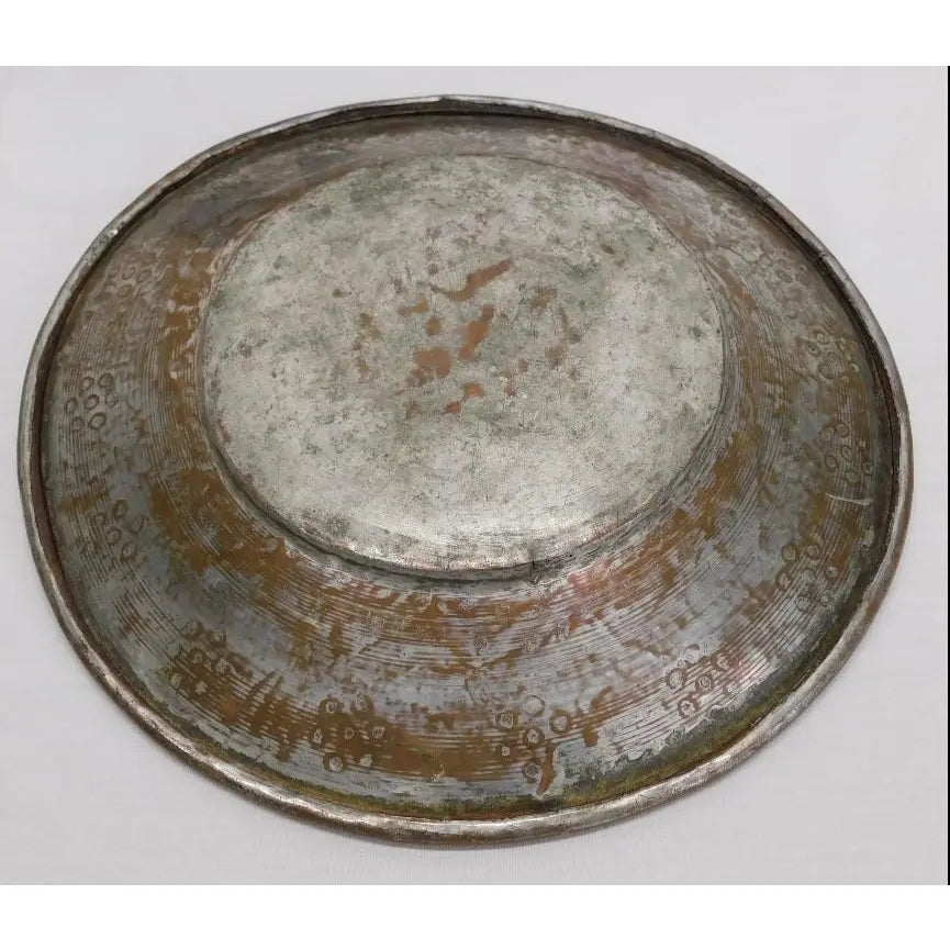 Antique 19th Century Ottoman Tinned Copper Hand-Hammered Bowl 13 Inches