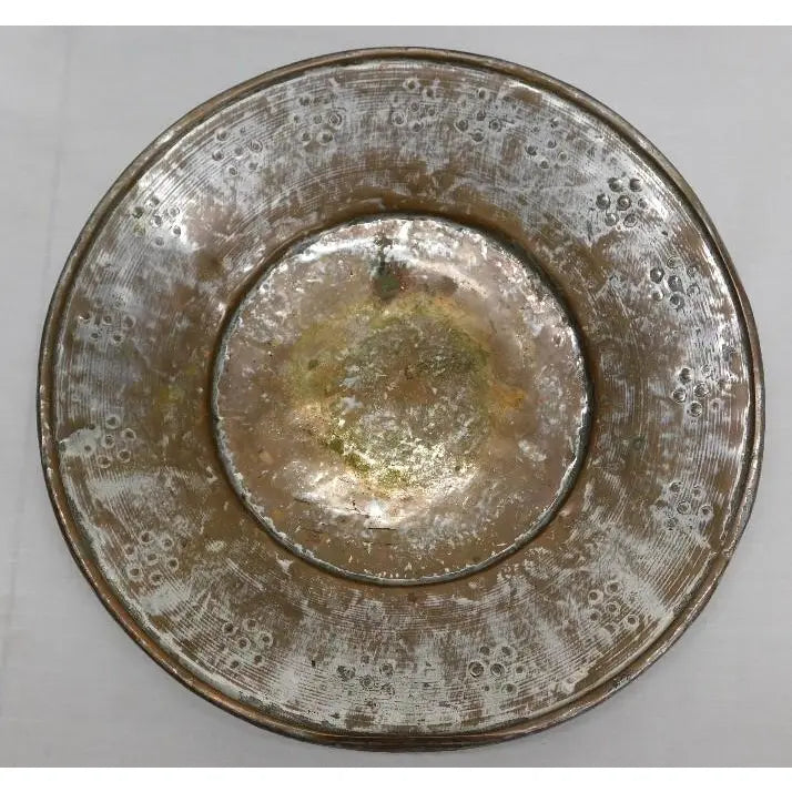 Antique 19th Century Ottoman Tinned Copper Hand-Hammered Bowl 13 Inches