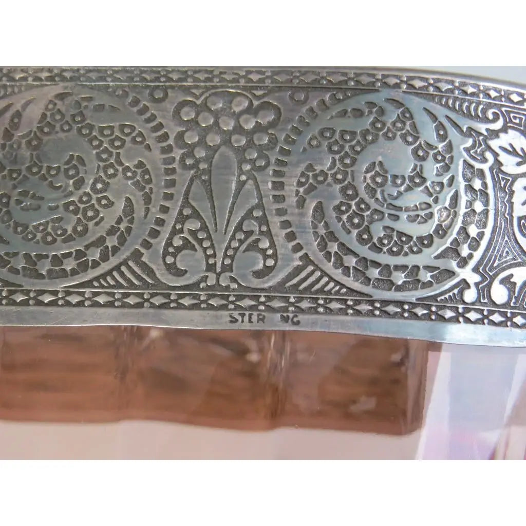 Art Deco Pink Depression Glass Centerpiece with Sterling Silver Overlay